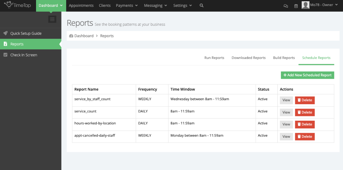Automated reporting timetap