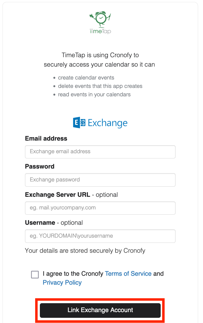Exchange Calendar Sync TimeTap